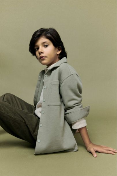 Oversize Geniş Kalıp Polo Yaka Uzun Kollu Gömlek Erkek Çocuk