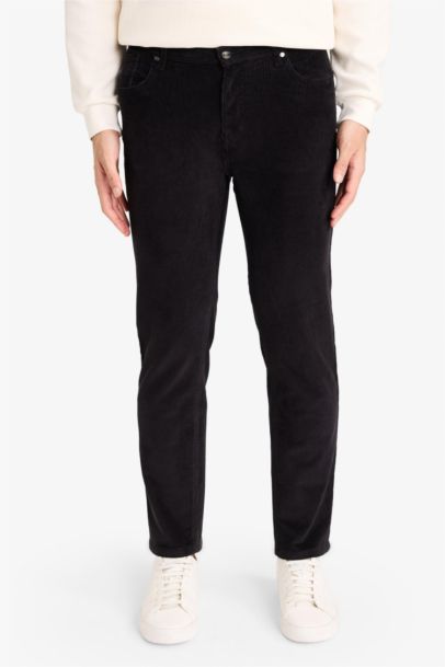 سروال مخمل مضلع قصة عادية