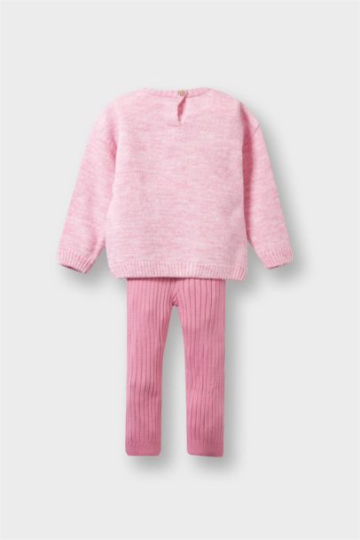 2'li Takım Çiçekli Kazak Tayt Kız Bebek