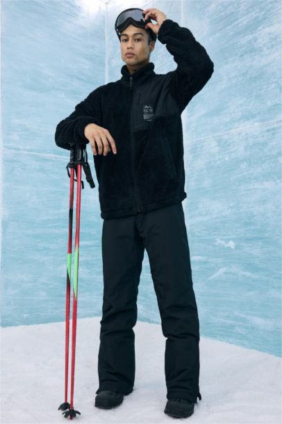 Boxy Fit Stand Collar Plush Soft Lining Cardigan