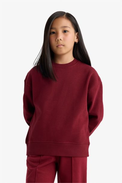 Базовый девочка свитшот свободного кроя с мягким начесом