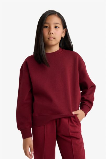Базовый девочка свитшот свободного кроя с мягким начесом