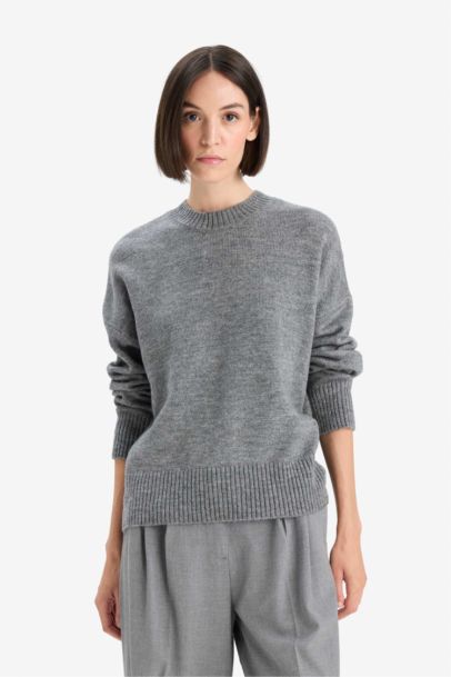 Oversize Fit Crew Neck Knit Pullover