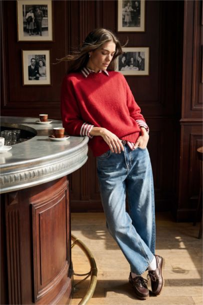 Oversize Fit Crew Neck Knitwear Pullover