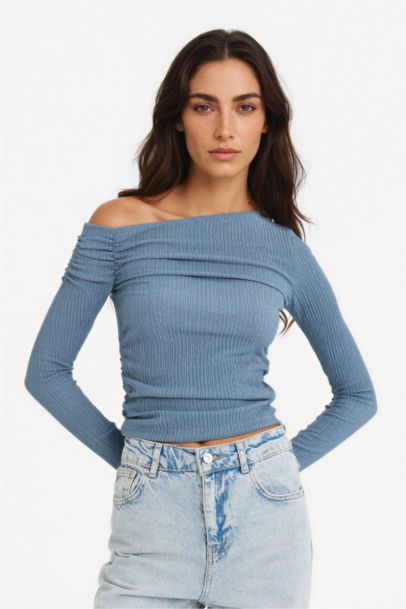 Slim Fit One Shoulder Crepe T-Shirt