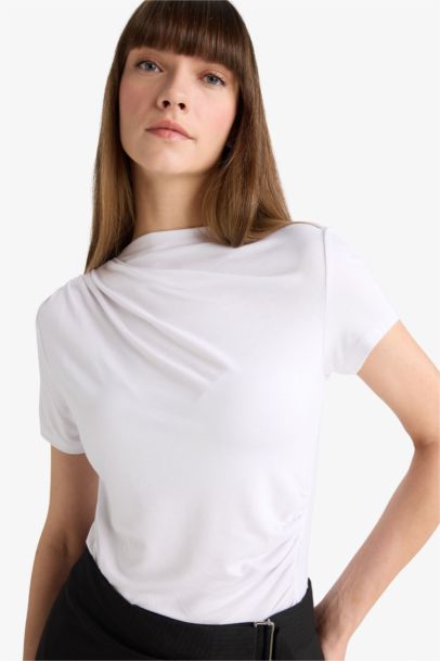 Slim Fit Half Turtleneck Short Sleeve Polo T-Shirt