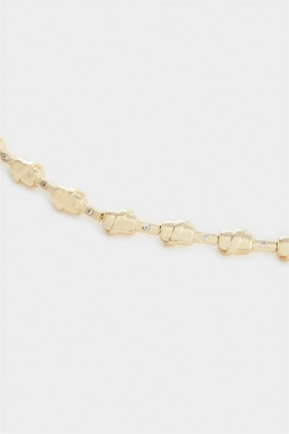 Reis x DeFacto 14 Ayar Altın Kaplama Li Verde Kadın Düğüm Taşlı Gold Kolye