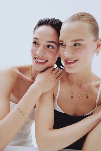 Reis x DeFacto Gold Plated Lover Charms Heart and Stone Gold Necklace