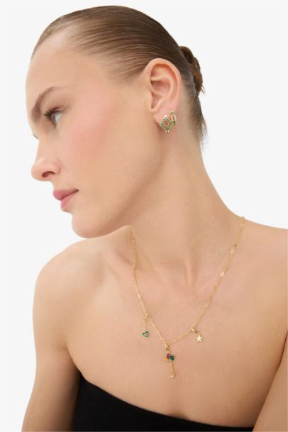 Reis x DeFacto Gold Plated Carnaval Charms 3 Piece Charm Gold Necklace