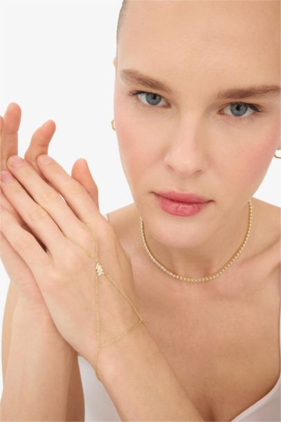 Reis x DeFacto 14 Ayar Altın Kaplama Triangolo Kadın Taşlı Gold Şahmeran