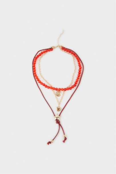 Woman 3 Piece Red Necklace