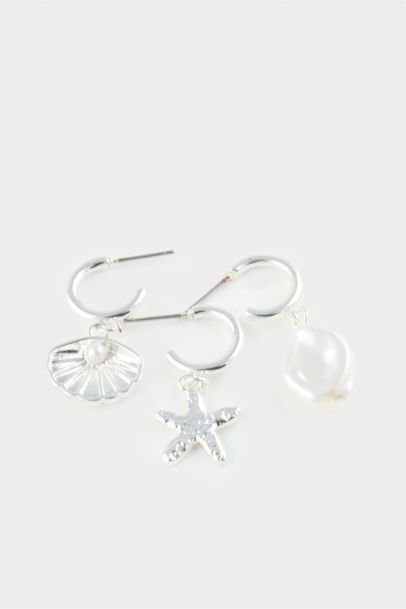 Woman 6 Piece Silver Earringss