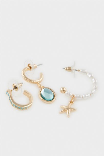 Woman 3 Piece Green Stone Earringss