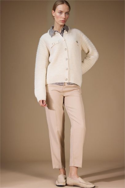 Cardigan en tricot à col rond Coupe régulière