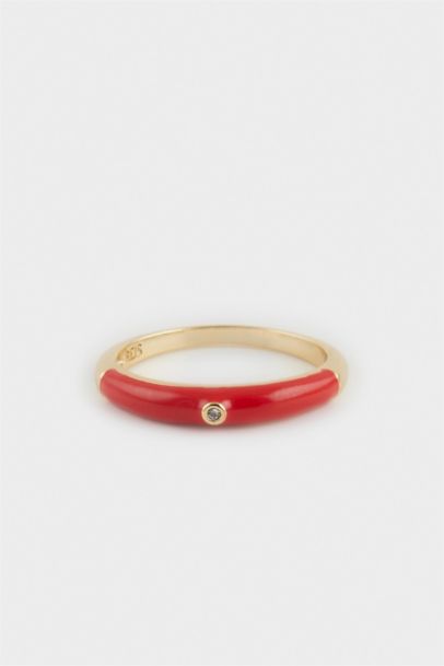 Reis x DeFacto 14K Gold Plated Cherry Glow Woman 2 Piece Rings