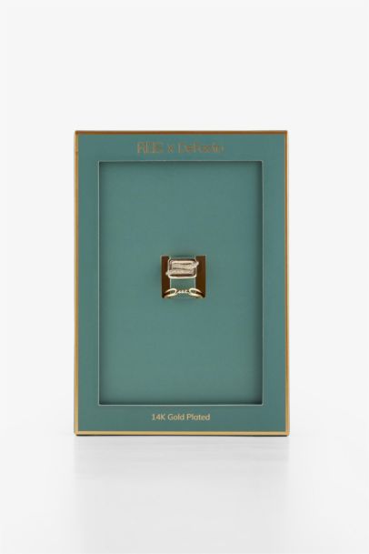 Reis x DeFacto 14 Ayar Altın Kaplama Essenza Duo Kadın 2'li Taşlı Gold Yüzük