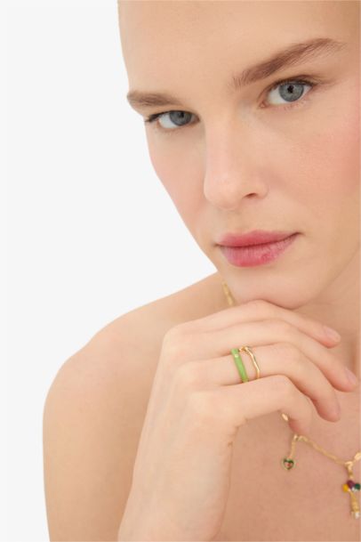 Reis x DeFacto Gold Plated Pistacchio Glow 2 Piece Green Gold Ring