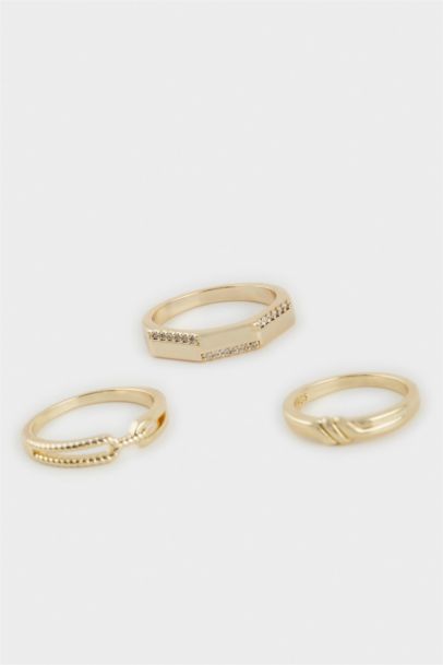 Lot de 3 Bagues en plaqué or 14K pour femme - Reis x DeFacto