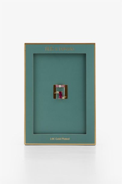 Reis x DeFacto 14 Ayar Altın Kaplama Pink Wave Kadın 2'li Mor Baget Taşlı Gold Yüzük