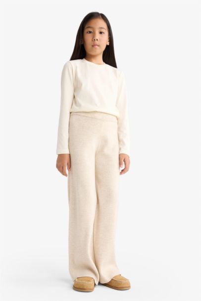 Girl Elastic Waist Wide Leg Trousers