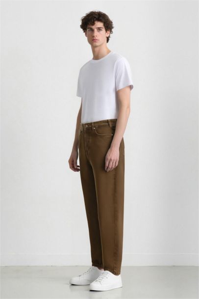 %100 Pamuk Baggy Fit Düz Paça Pamuklu Pantolon