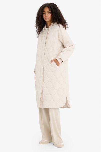 Regular Fit Hooded Quilted Long Jacket