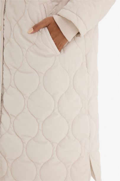 Regular Fit Hooded Quilted Long Jacket