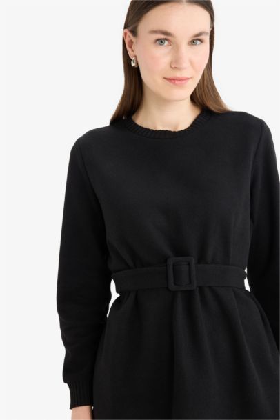 Regular Fit Thessaloniki Fabric Crew Neck Long Sleeve Tunic