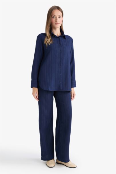 بنطلون وايد ليج برجل واسع كحلي