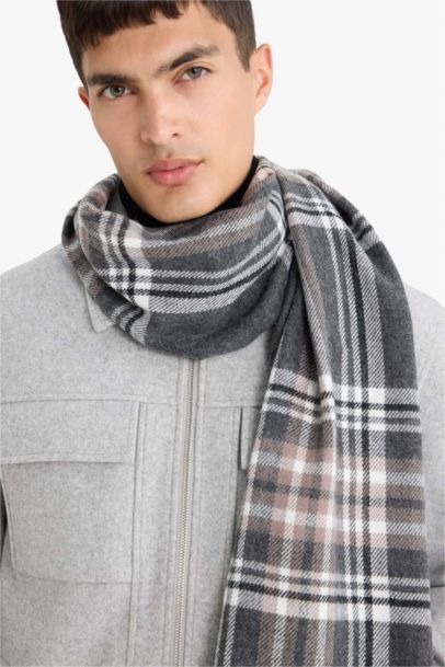 Man Plaid Neck Scarf
