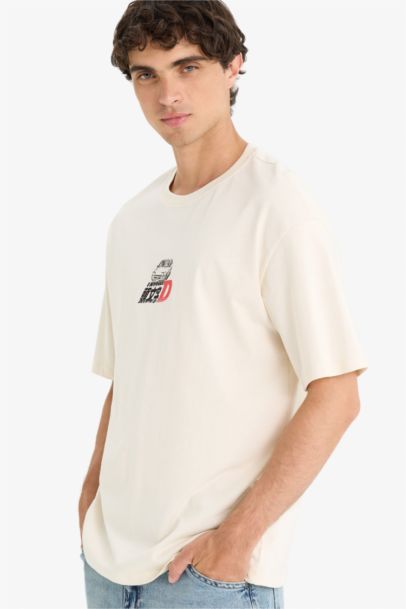 Cotton Initial D Boxy Fit Crew Neck T-Shirt