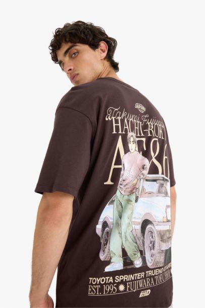 Boxy Fit Crew Neck Printed Short Sleeve T-Shirt