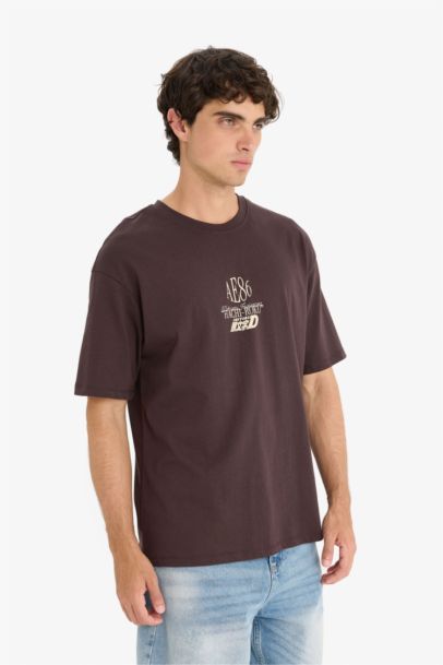 Boxy Fit Crew Neck Printed Short Sleeve T-Shirt