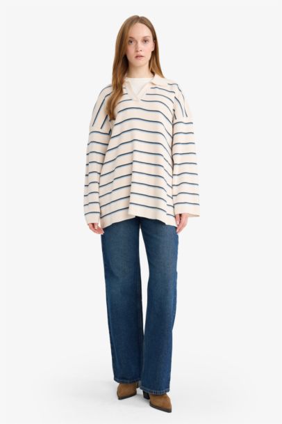 Regular Fit Polo Collar Knitwear Tunic