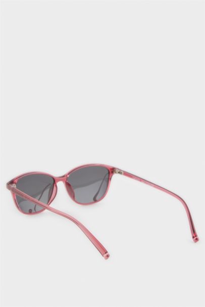 Yuvarlak Bordo Plastik Çerçeve Siyah Cam Polarize Güneş Gözlüğü Kız Çocuk