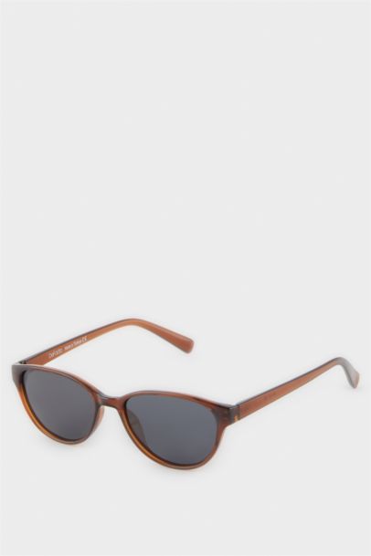 Yuvarlak Kahve Plastik Çerçeve Siyah Cam Polarize Güneş Gözlüğü Kız Çocuk