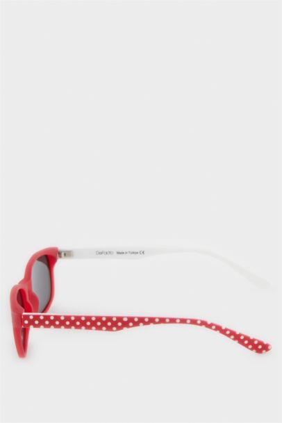 Yuvarlak Kırmızı Plastik Çerçeve Siyah Cam Polarize Güneş Gözlüğü Kız Çocuk