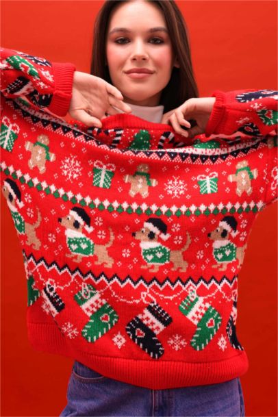 Pull de Noël à col rond Coupe régulière