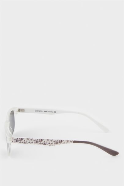 Yuvarlak Beyaz Plastik Çerçeve Siyah Cam Polarize Güneş Gözlüğü Kız Çocuk