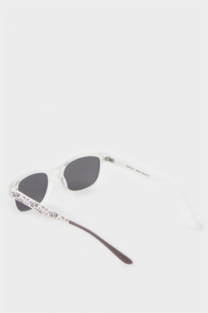 Yuvarlak Beyaz Plastik Çerçeve Siyah Cam Polarize Güneş Gözlüğü Kız Çocuk