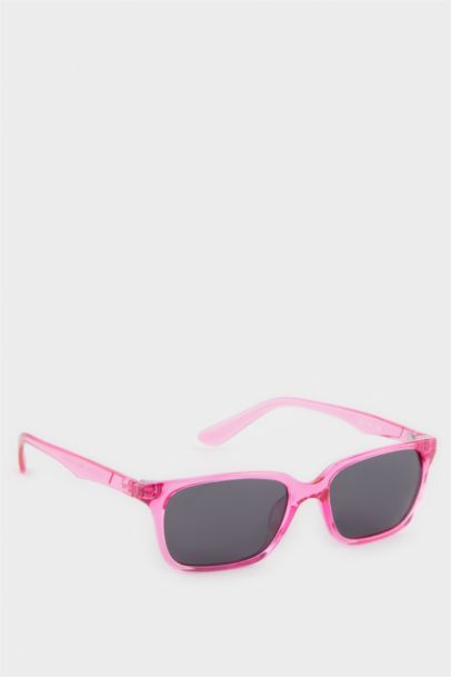 Yuvarlak Pembe Plastik Çerçeve Siyah Cam Polarize Güneş Gözlüğü Kız Çocuk