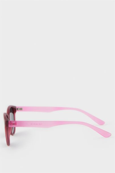 Yuvarlak Kırmızı ve Pembe Plastik Çerçeve Siyah Cam Polarize Güneş Gözlüğü Kız Çocuk