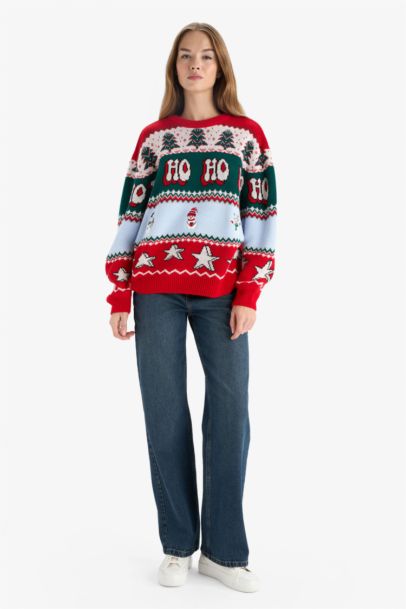 Pull Noël à col rond Coupe régulière