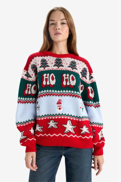 Pull Noël à col rond Coupe régulière