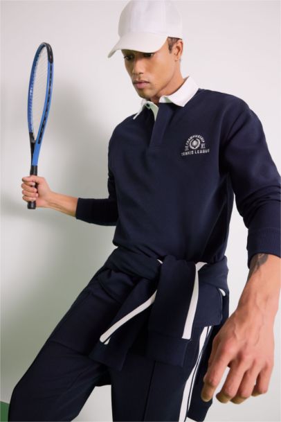 Boxy Fit Gömlek Yaka Sporcu Sweatshirt