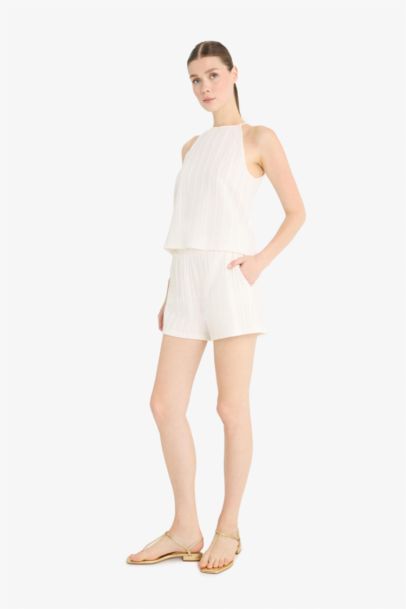 Regular Fit Crepe Shorts