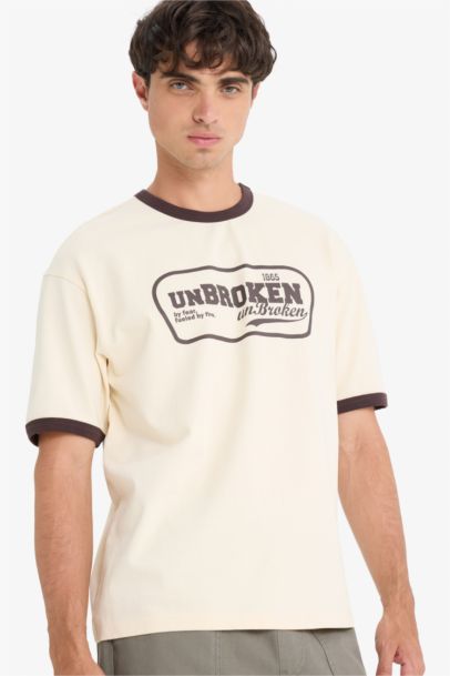 تيشيرت نص ردن قطن أوفر سايز بياخة مستديرة