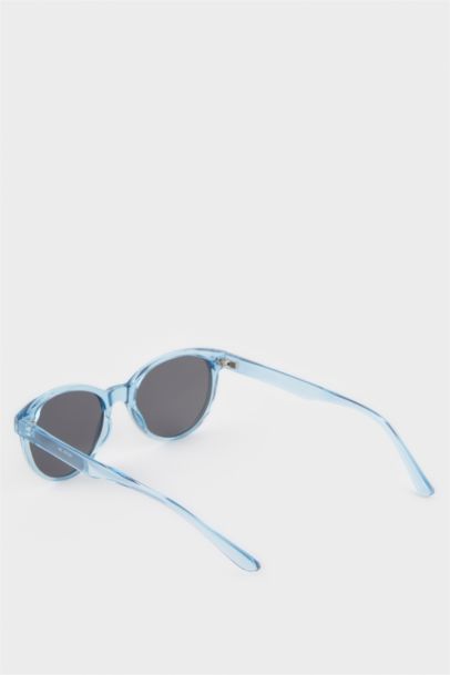 Yuvarlak Mavi Plastik Çerçeve Siyah Cam Polarize Güneş Gözlüğü Erkek Çocuk