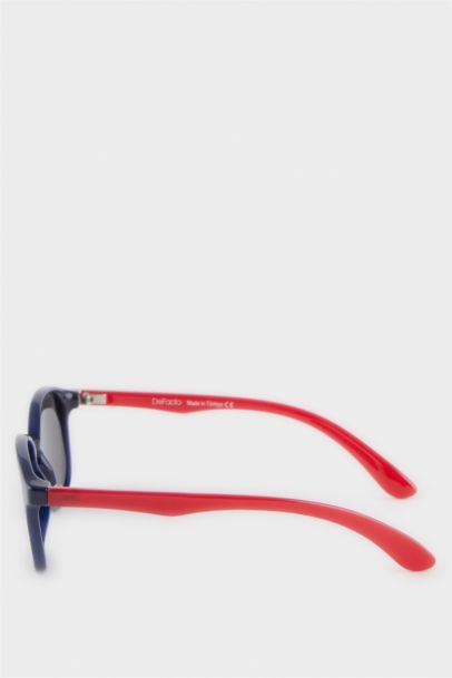 Yuvarlak Renkli Plastik Çerçeve Siyah Cam Polarize Güneş Gözlüğü Erkek Çocuk