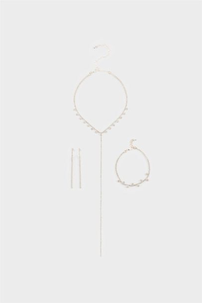 DCEY x DeFacto Kadın Taşlı Kolye Küpe Bileklik Seti